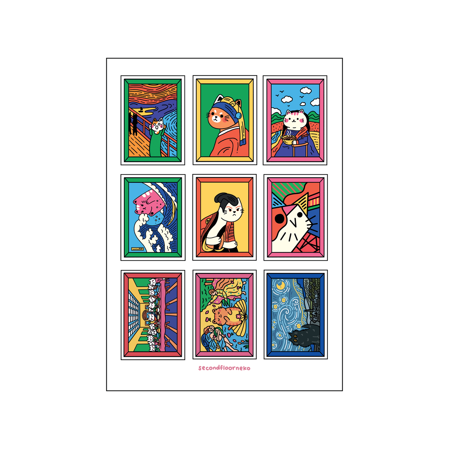 Catto art gallery transparent sticker sheet