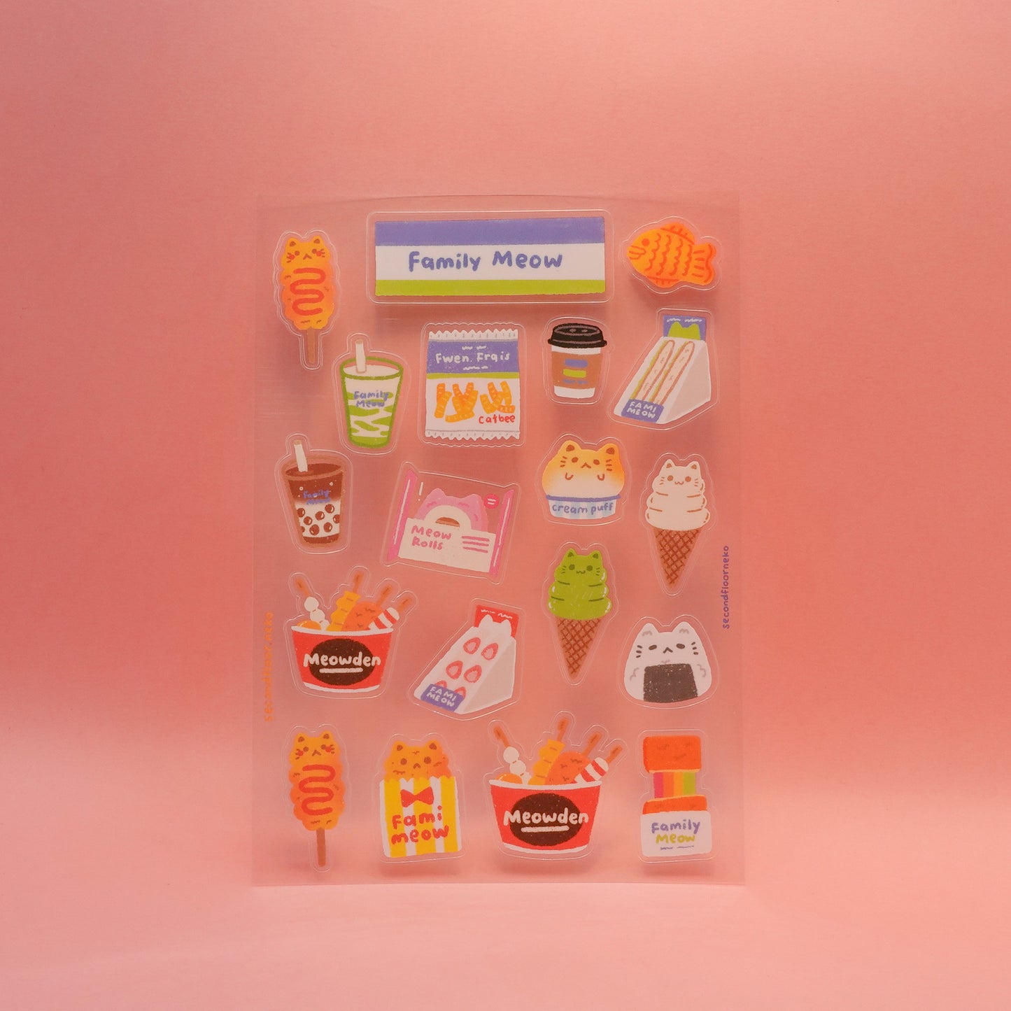Family meow transparent sticker sheet