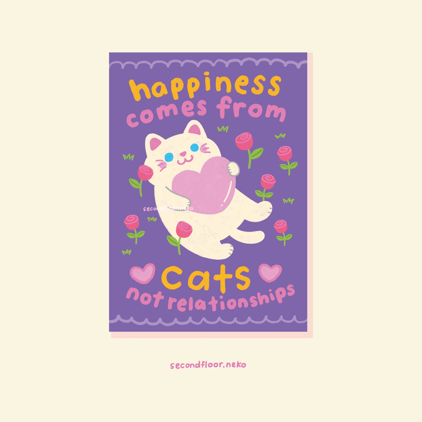 Relationship cat postcard