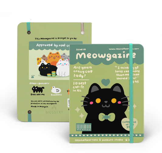 Meowgazine notebook made with Mossery