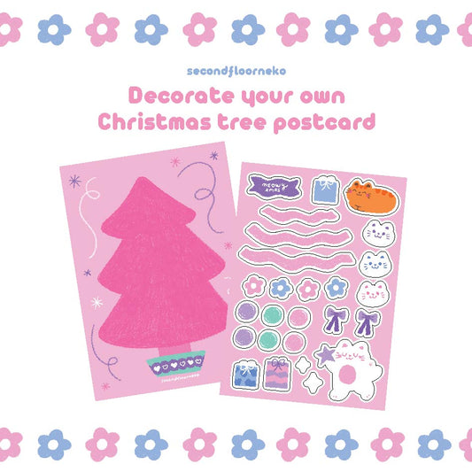 Deco your own xmas tree postcard