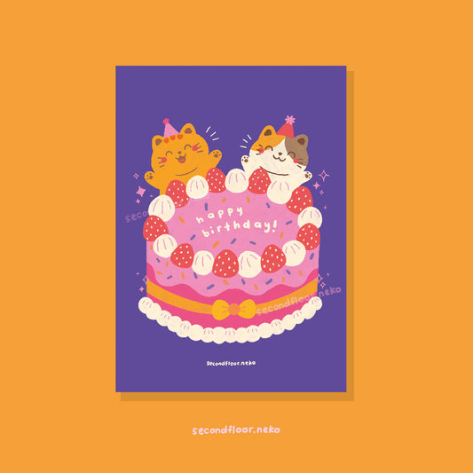 Birthday cat postcard